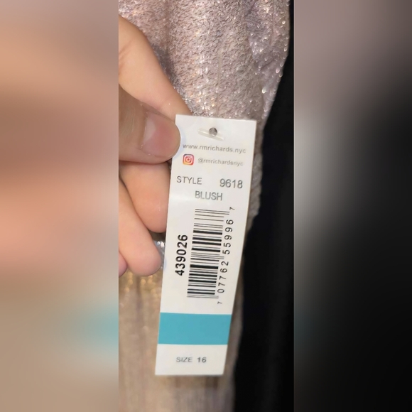 NWT Size 16 R&M Richards Blush Maxi Metallic Glittery Evening Gown - Picture 9 of 11